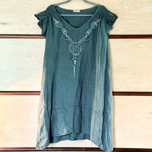 *SALE* 100% Linen Forest Green Dress from Italy